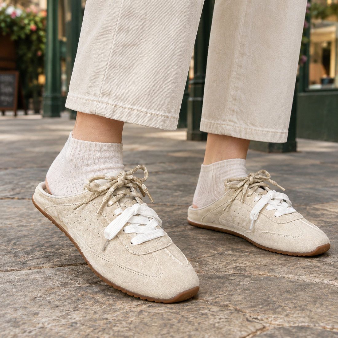 Delano-Parma Backless Sneakers - Cream