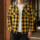Gilles Plaid Hooded Overshirt - Yellow Plaid