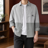Laurence Color Block Overshirt - Gray Green