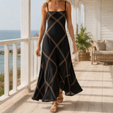 Carmen-Mae Geometric Maxi Dress - Black