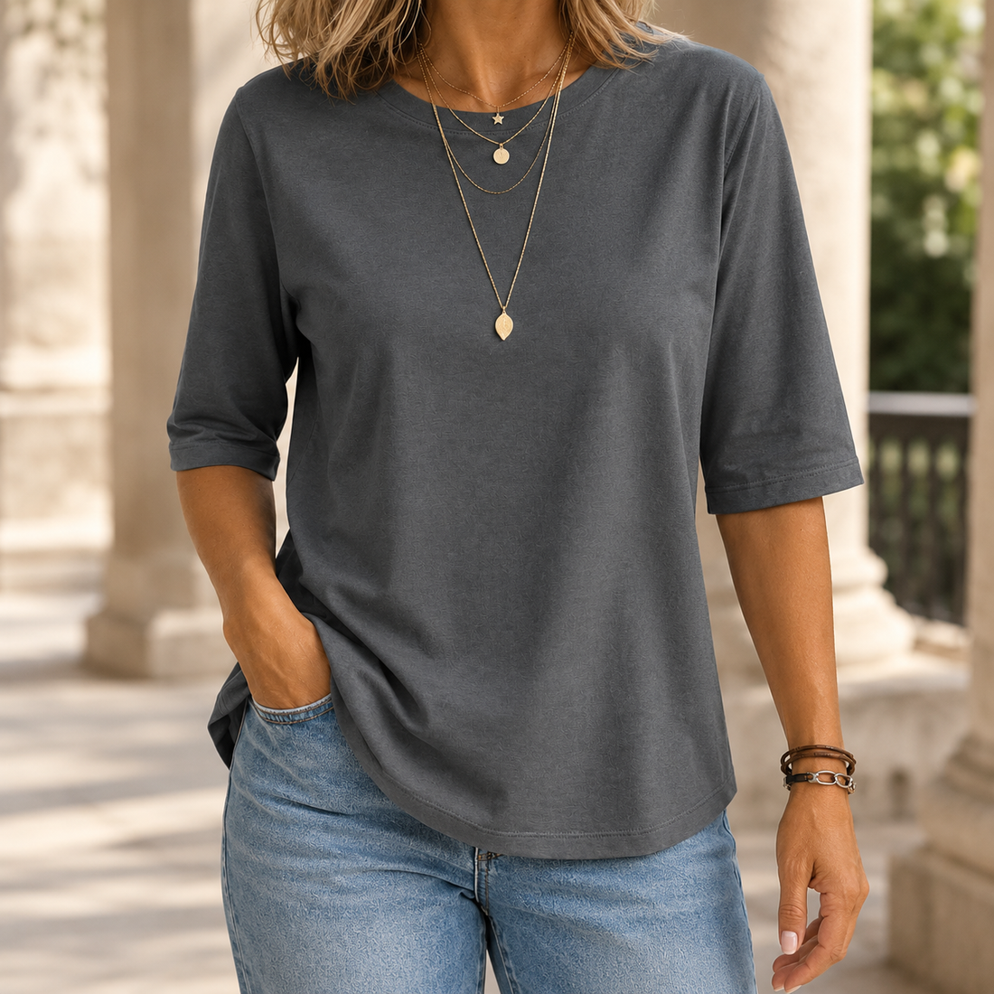 Eva-Jane Relaxed Tee - Gray