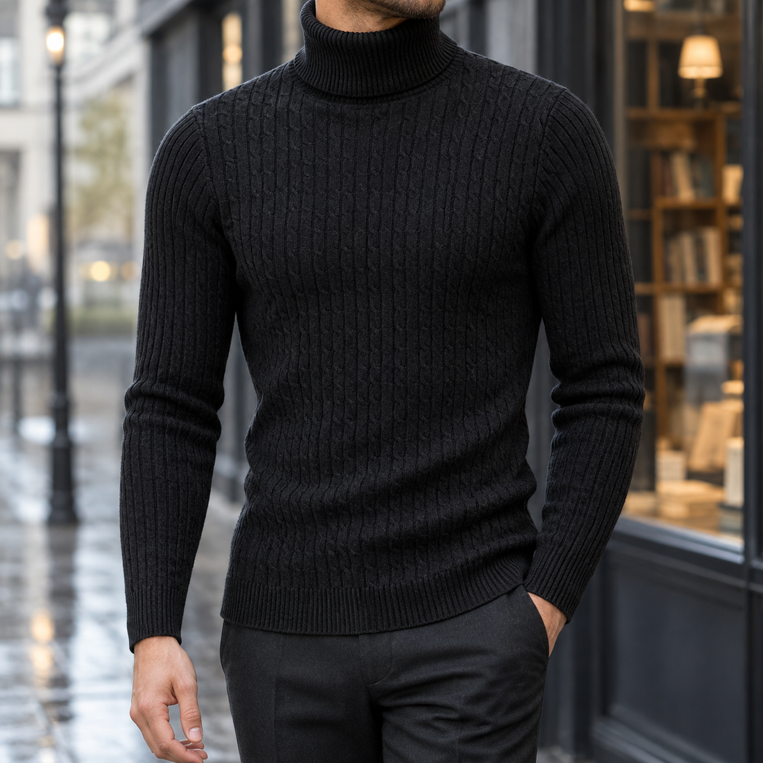Laurent Turtleneck Sweater - Black