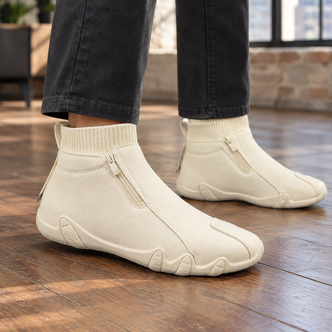 Asti-Vico Zip Boots - Cream