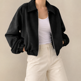 Thornbury Faux Suede Crop Jacket - Black