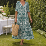 Ada Ikat Maxi Dress - Dark Green
