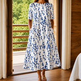 Eva Floral Midi Dress - Blue
