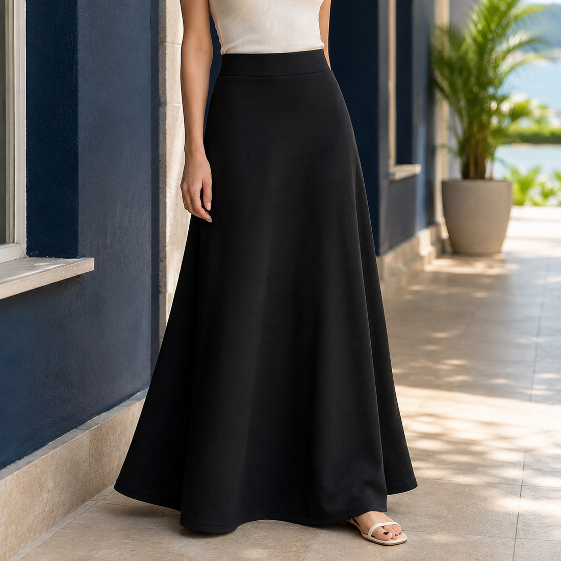 Maxine-Belle A-Line Skirt - Black