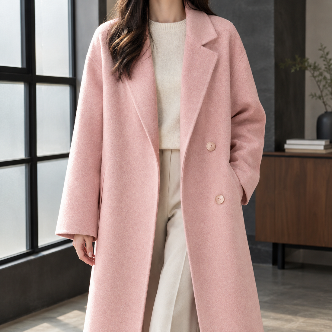 Delia-Grace Double Breasted Coat - Pink