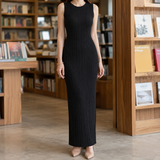 Liliana-Belle Ribbed Maxi Dress - Black
