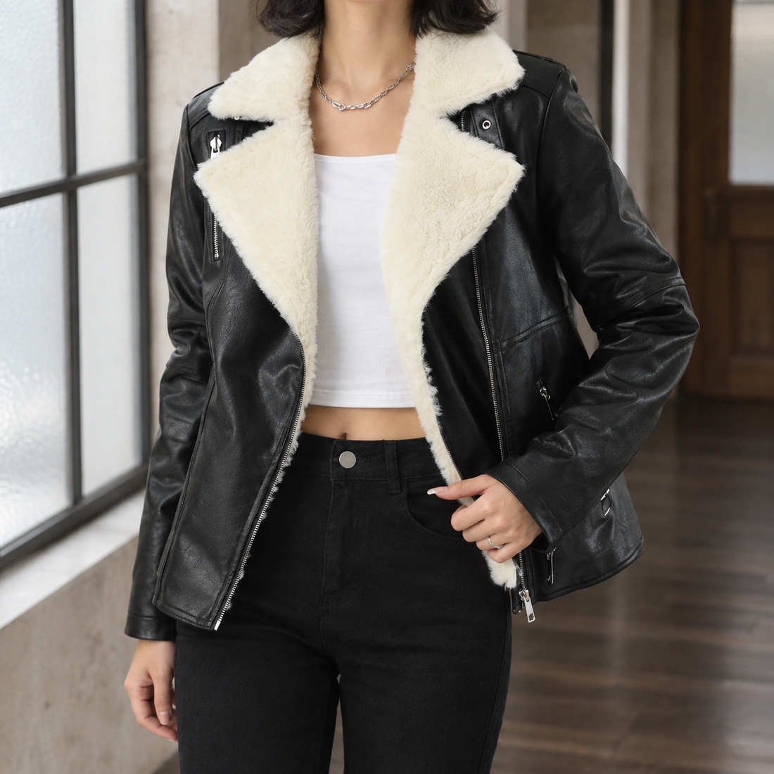 Adrienne-Sage Aviator Jacket - Black