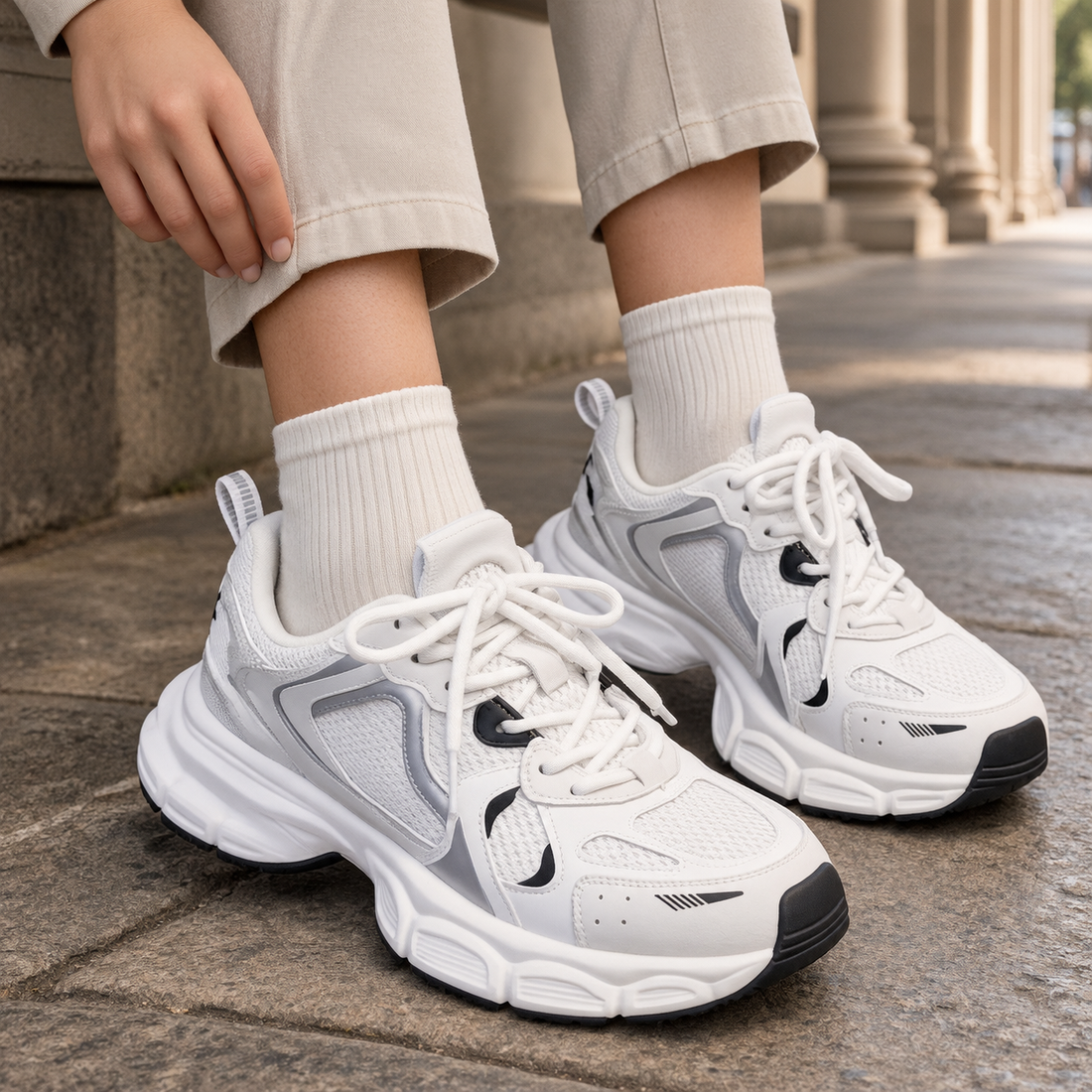 Aldobrandi-Siena Chunky Sneakers - White