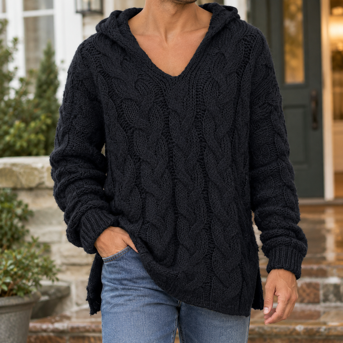 Carter Cable Knit Sweater - Black