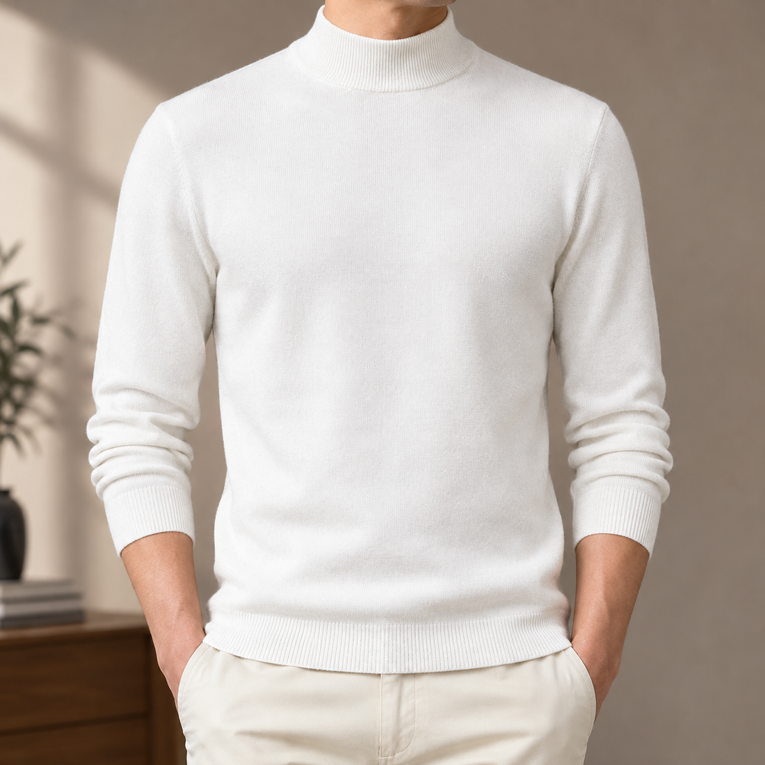 Florian Mock Neck Sweater - White