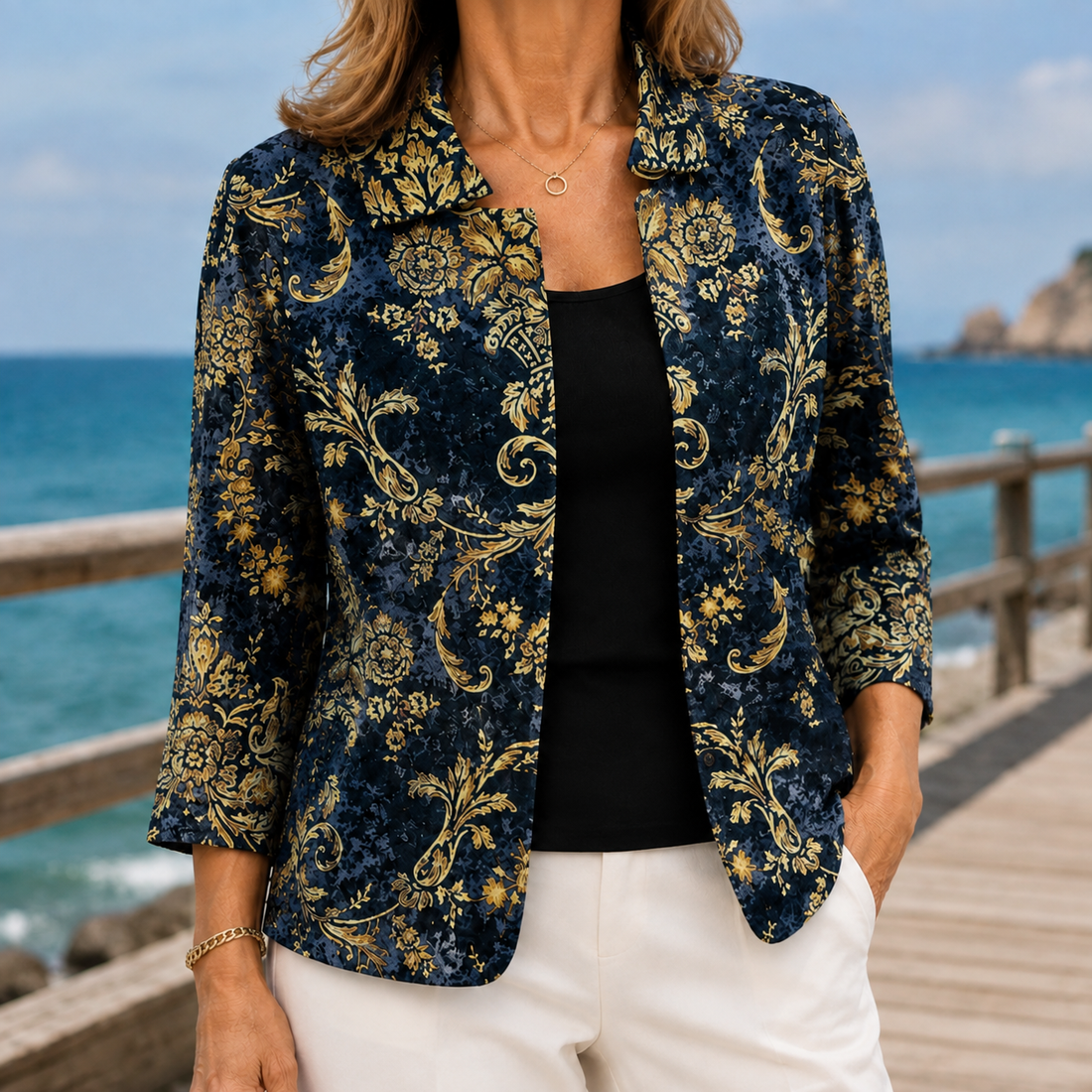 Hallie-Rose Baroque Jacket - Dark Blue/ Gold