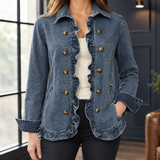 Arwen-Hope Ruffled Denim Jacket - Blue Denim