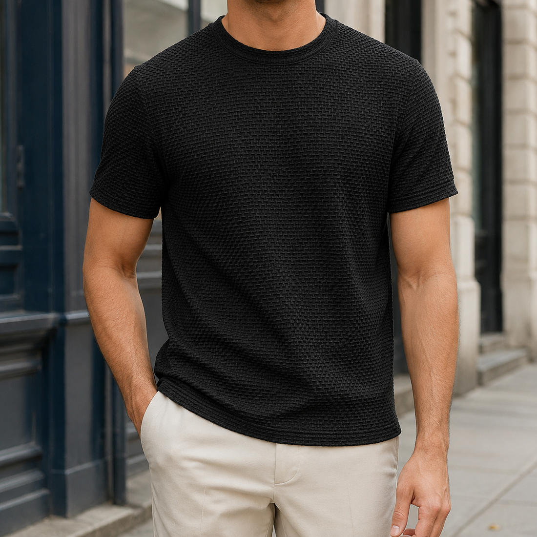 Caleb Textured T-Shirt - Schwarz