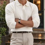 Nico Ribbed Polo - White