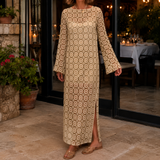 Theodora-Faye Floral Maxi Dress - Beige