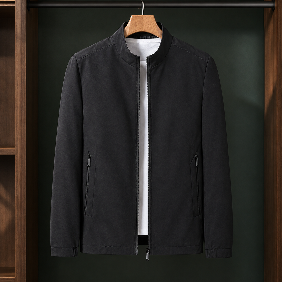 Vaughn Stand Collar Jacket - Black