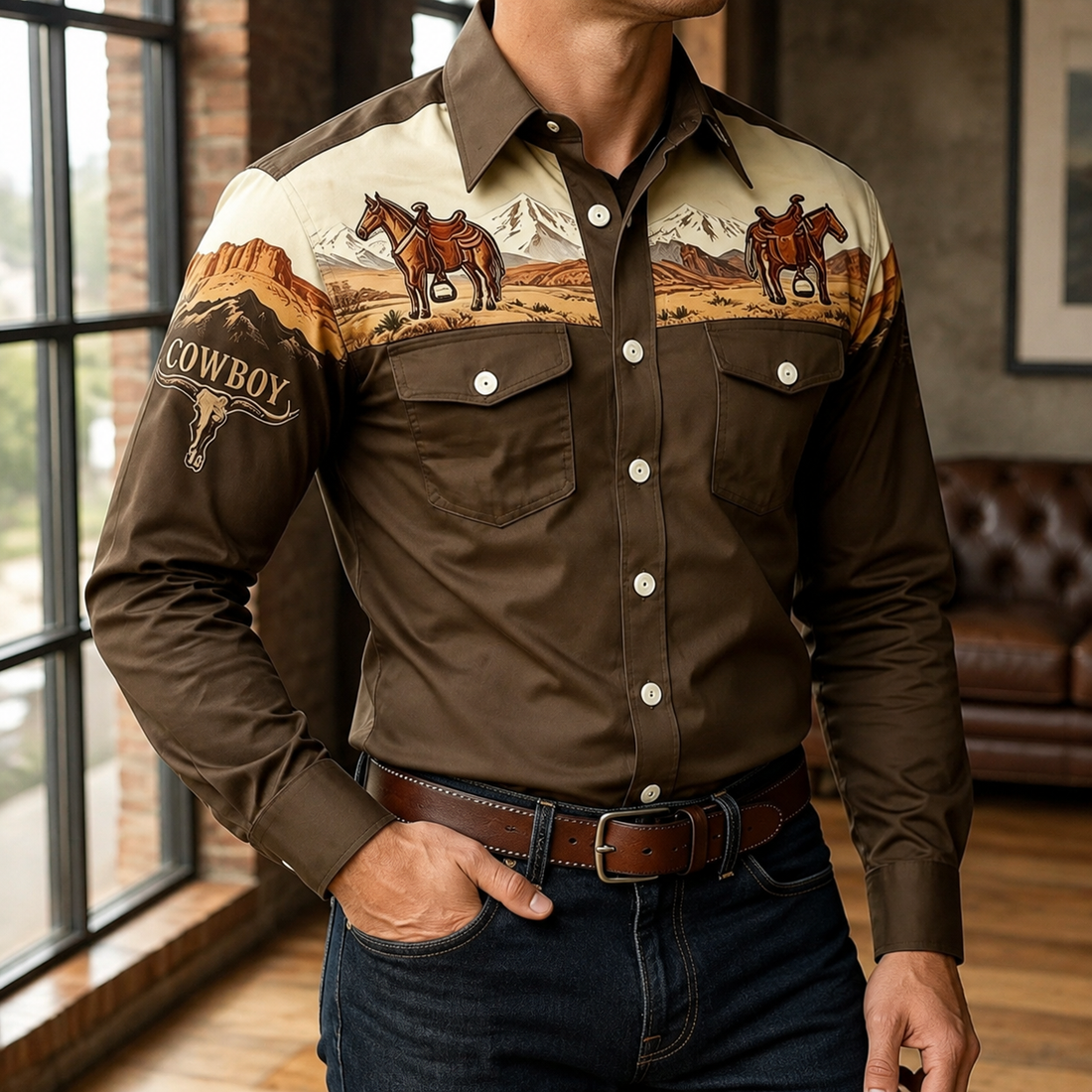 Cornelius Western Shirt - Brown