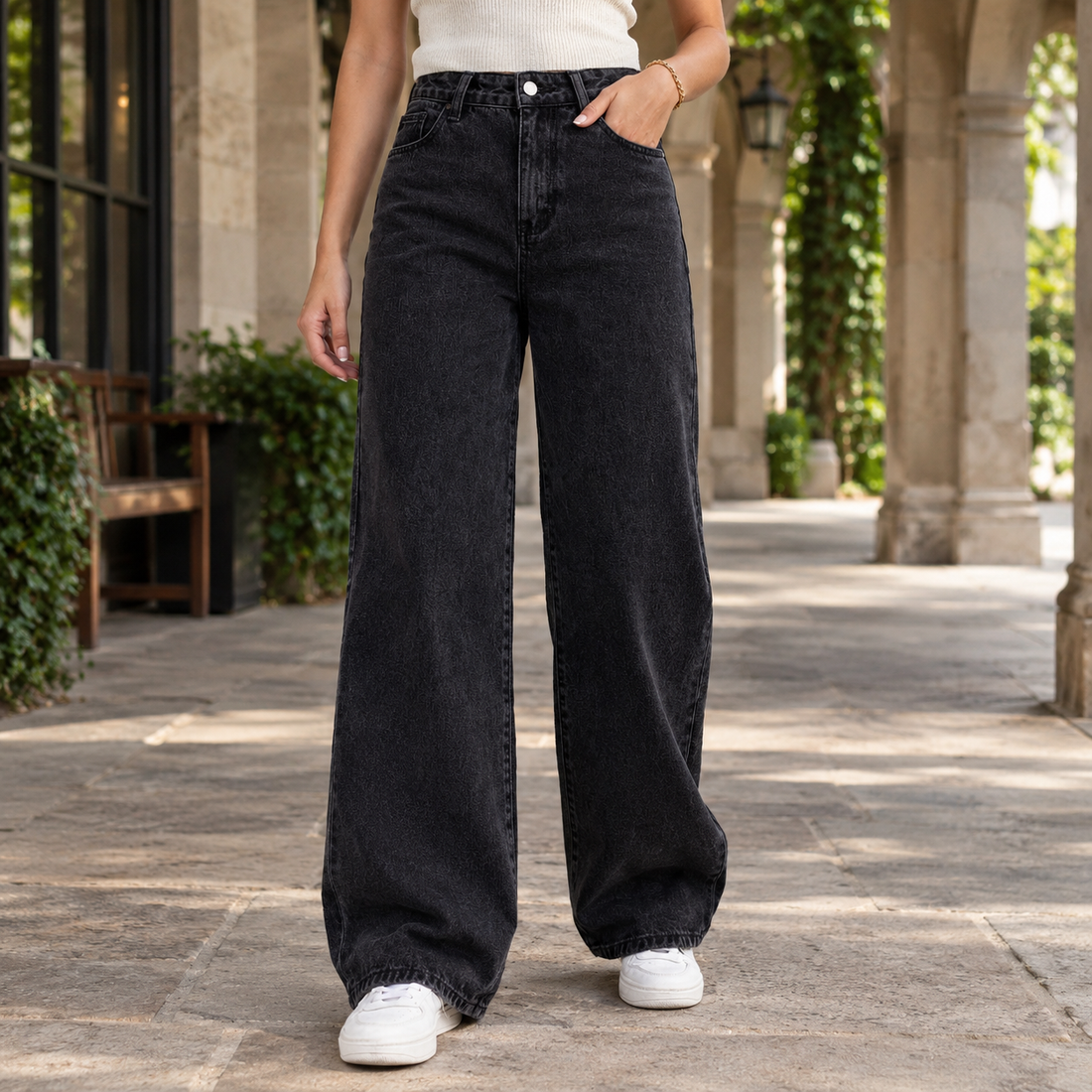 Azalea Wide Leg Jeans - Black
