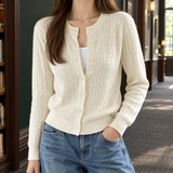 Ernestine-Grace Cable Cardigan - Milky White