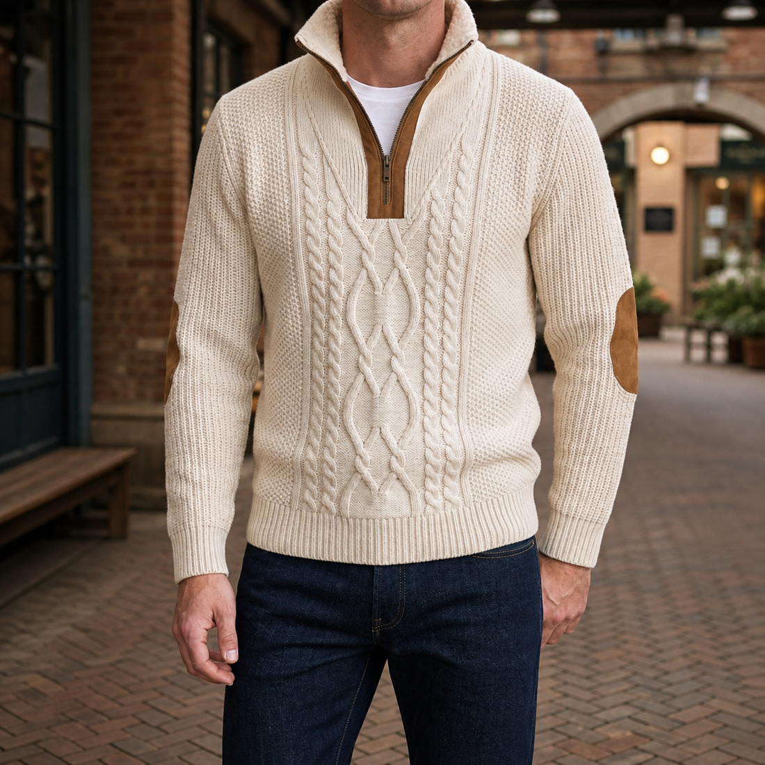 Wyatt Cable Knit Sweater - Cream