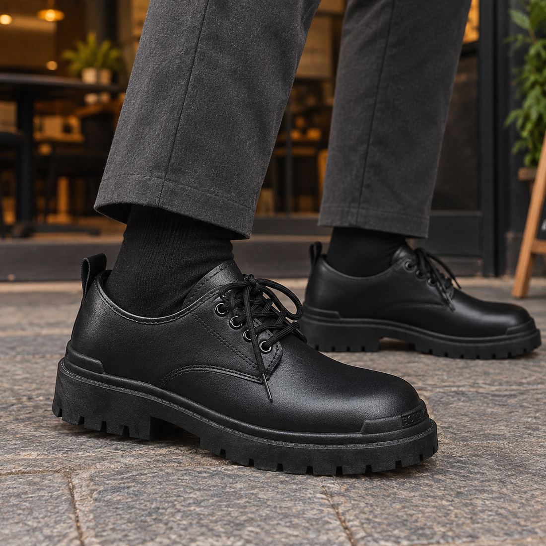 Peruzzi Chunky Derby Shoes - Black
