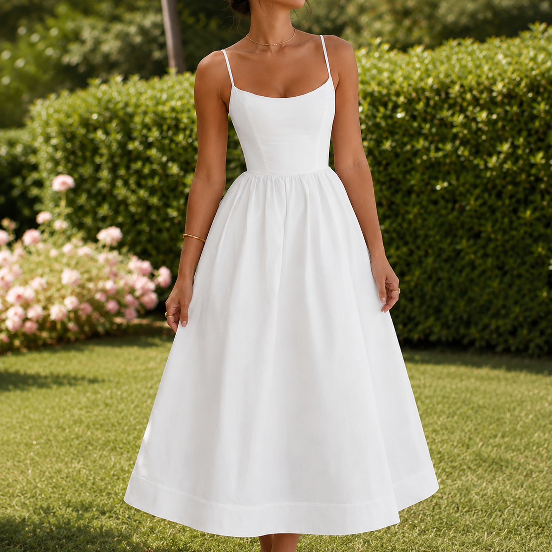 Bianca-Jane Scoop Neck Dress - White