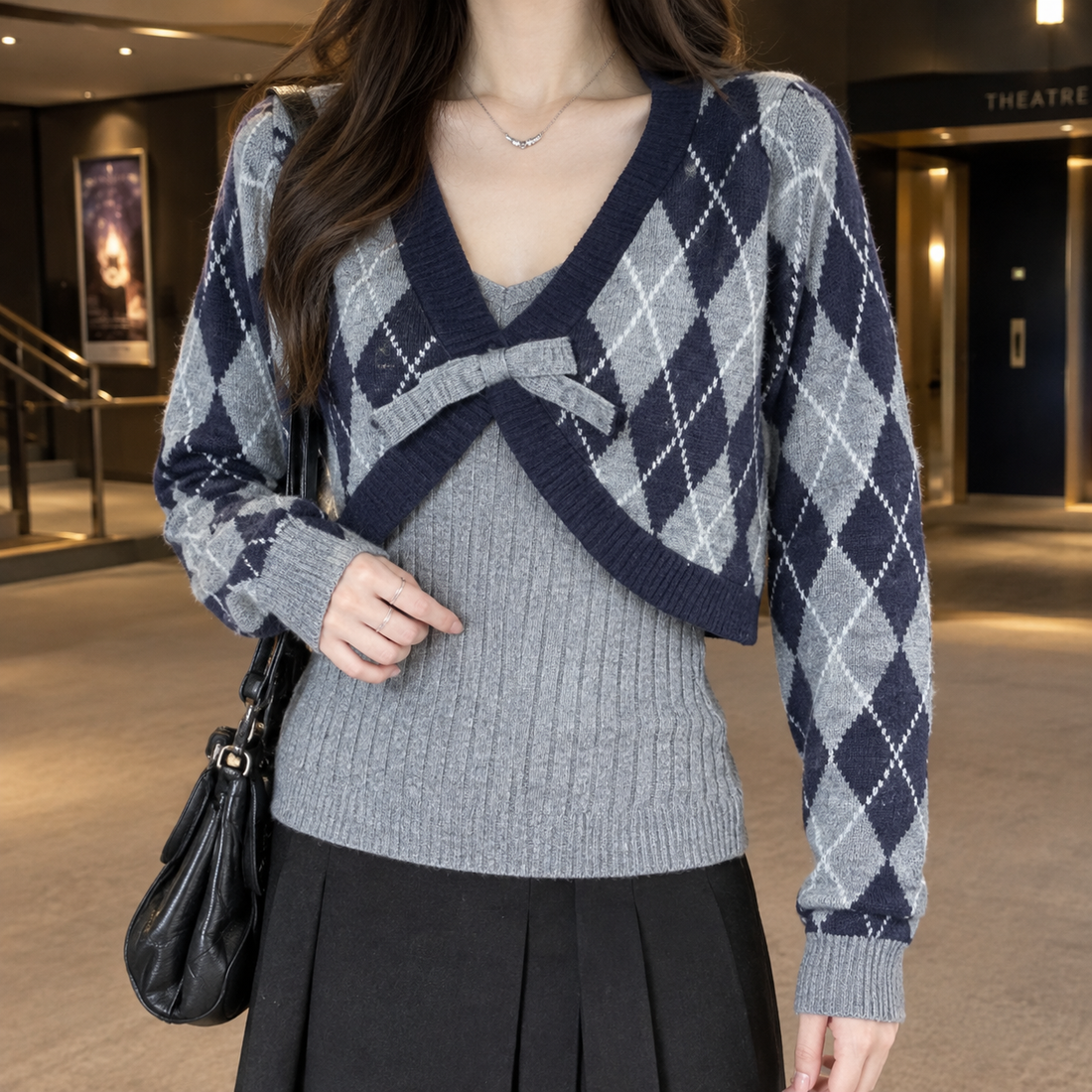 Audrina-Rose Argyle Set - Gray