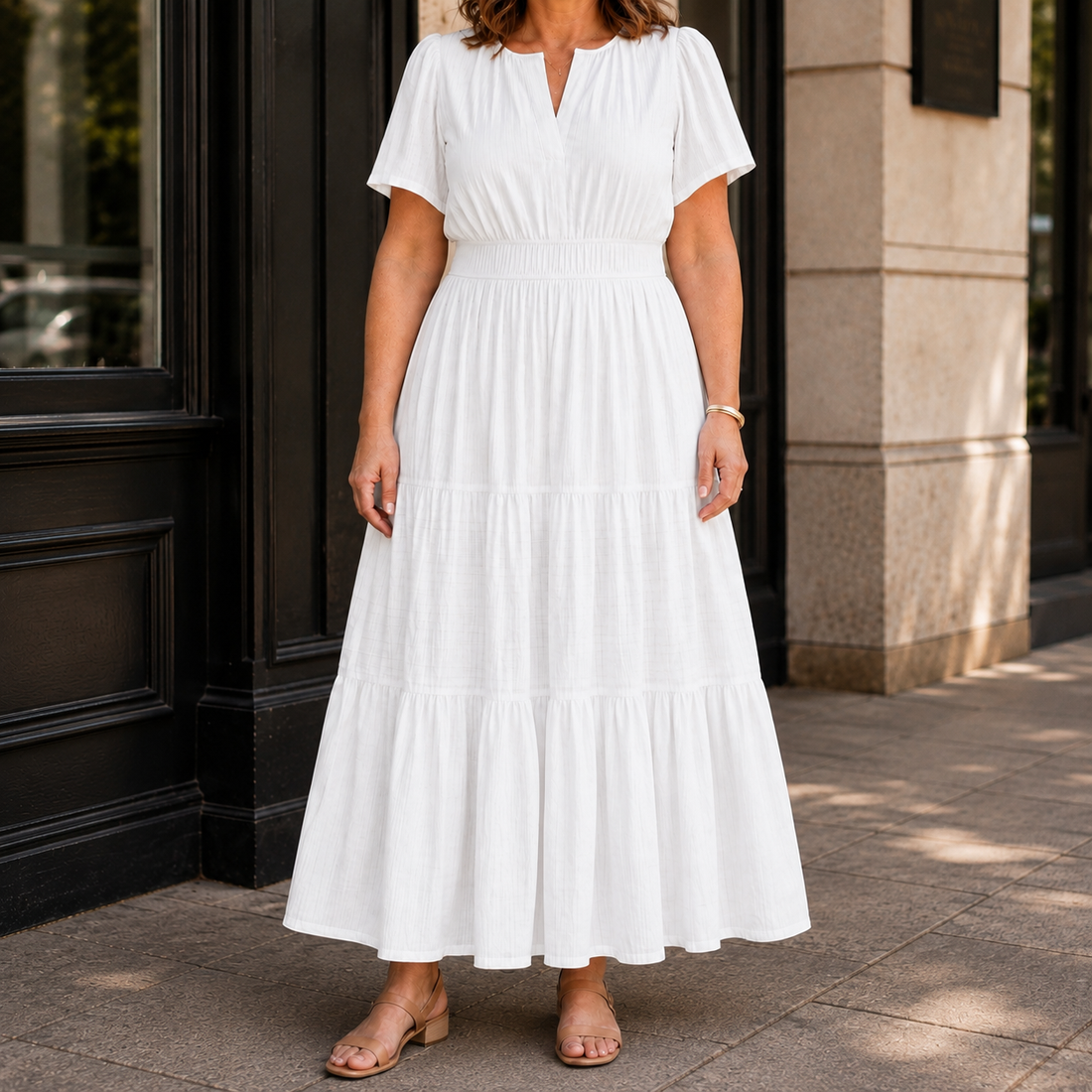 Zinnia Tiered Maxi Dress - White