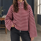 Olive Ribbed Sweater - Red