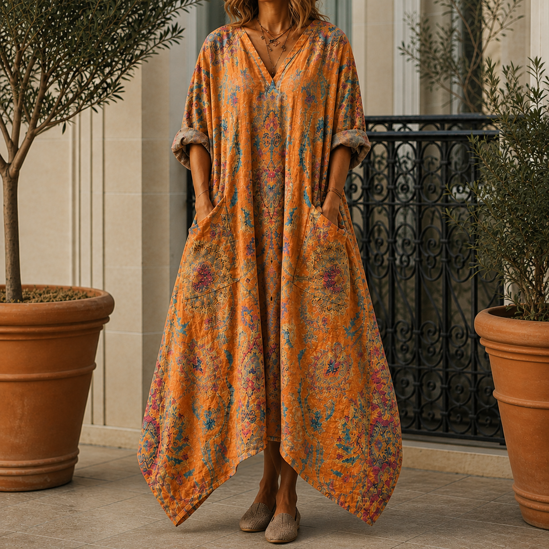 Cosima-Louise Balloon Hem Dress - Orange
