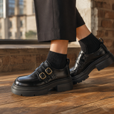 Fornari Double Monk Shoes - Black