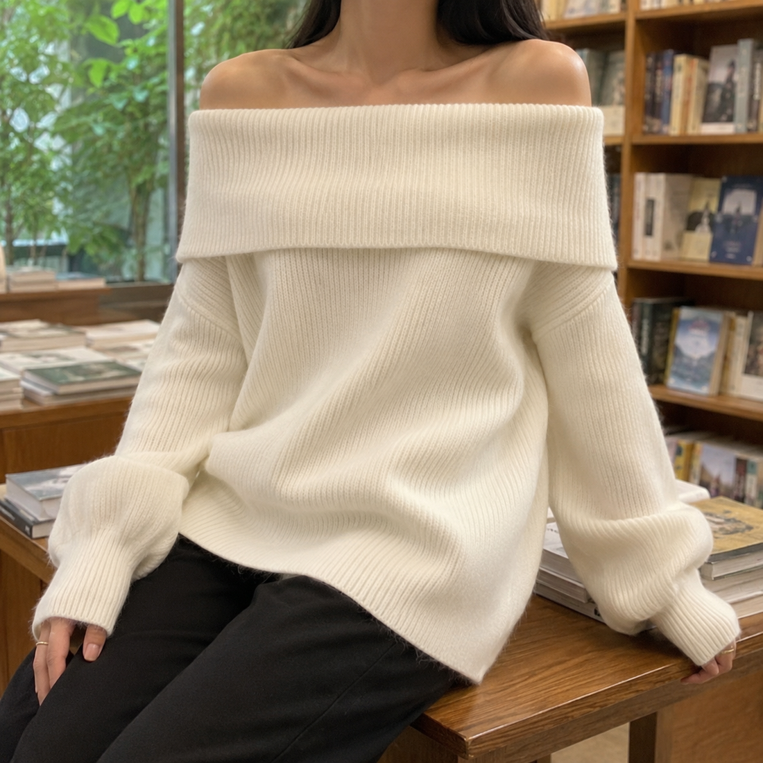 Mercedes Off-Shoulder Sweater - White