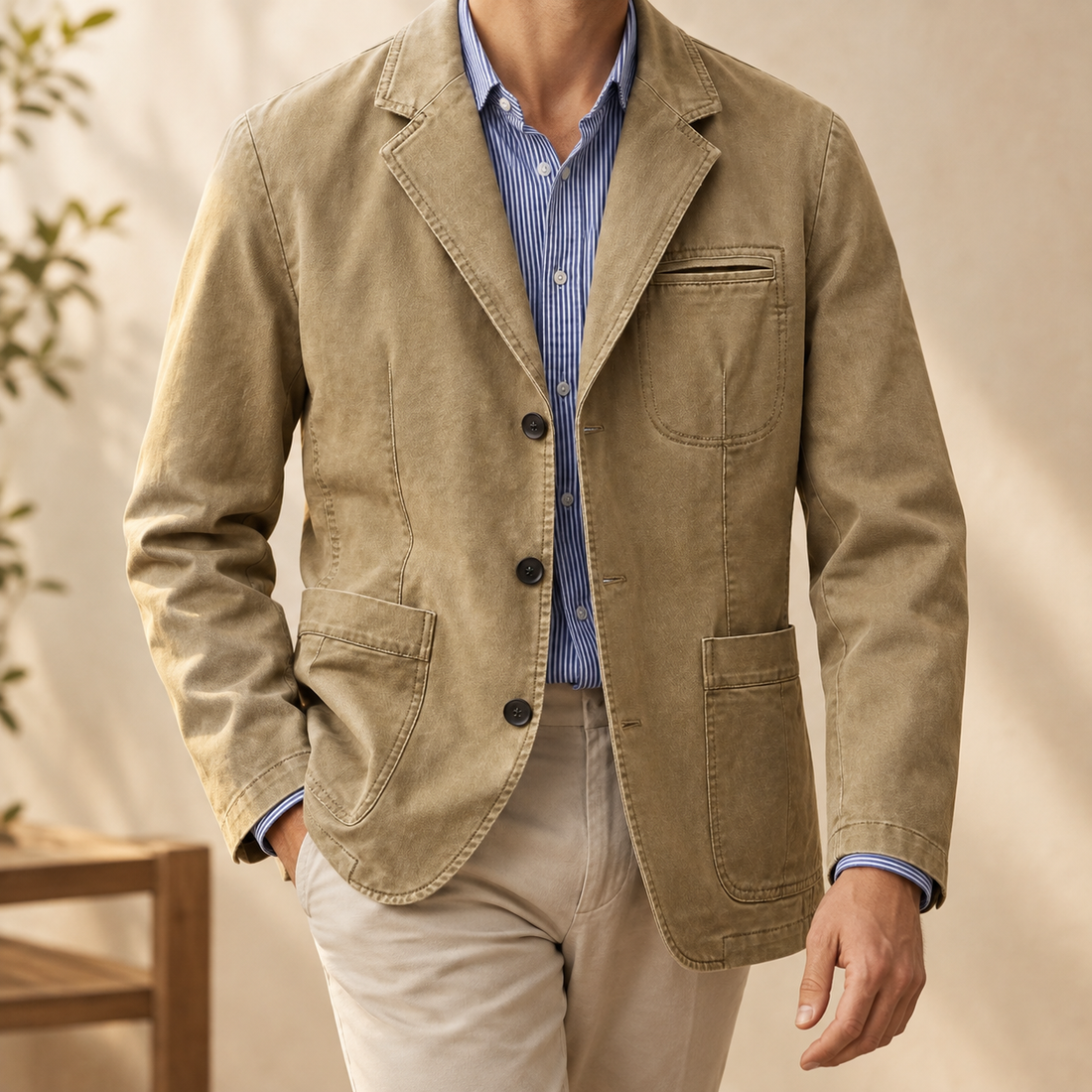 Dario Cotton Blazer - Khaki
