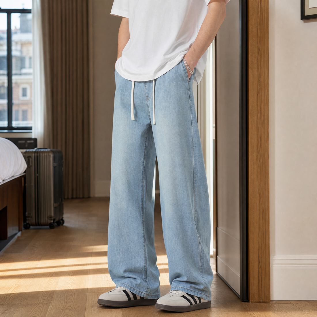 Florian Wide Leg Jeans - Light Blue