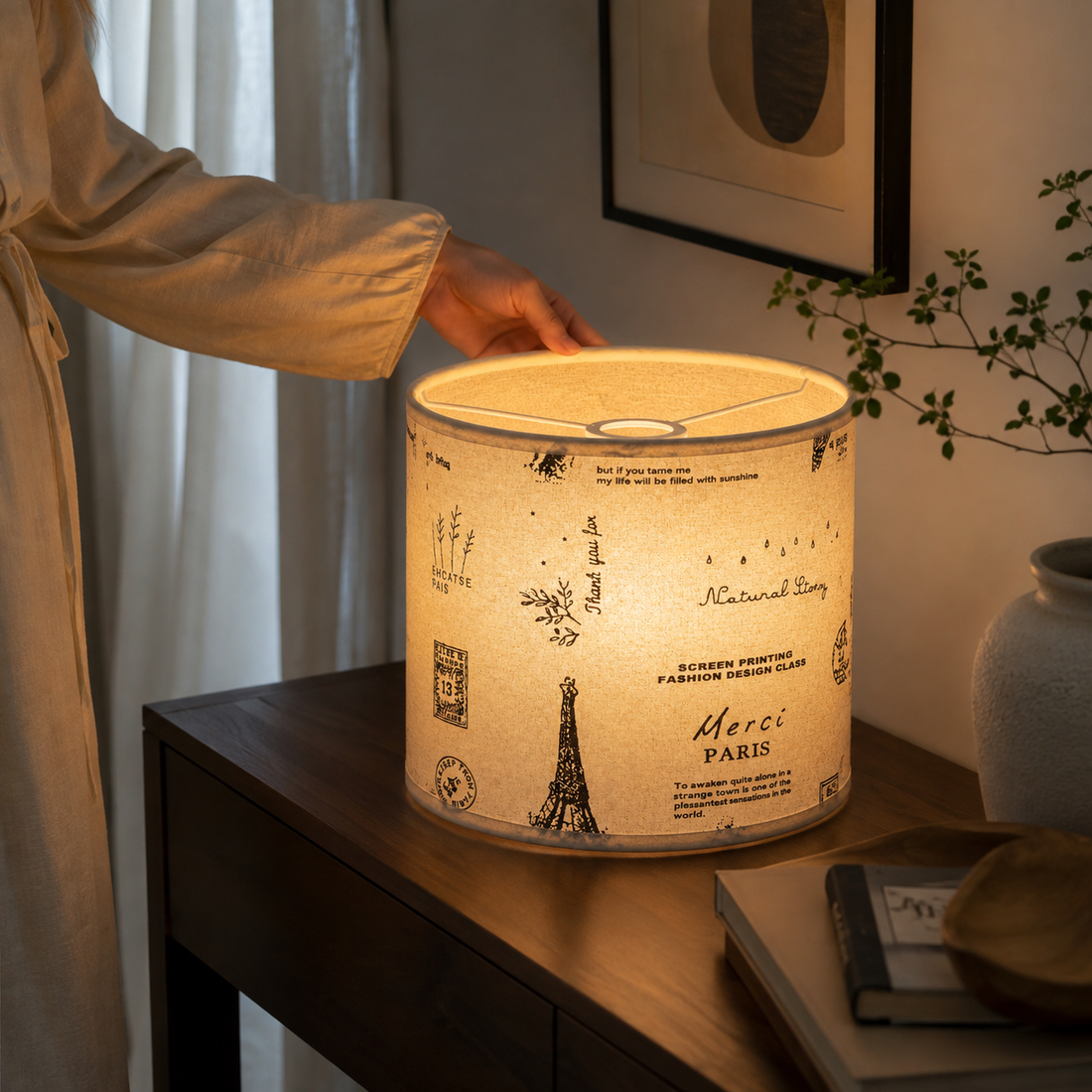 Woodhaven Linen Lampshade - Styled Room Scene
