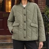Portia-Pearl Quilted Jacket - Gray Green