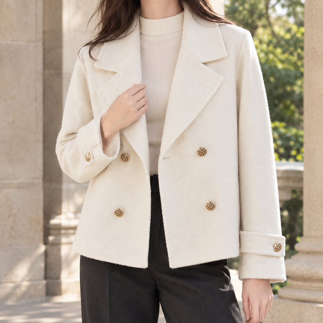 Portia-Faye Double-Breasted Jacket - Cream