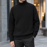 Matteo Ribbed Turtleneck Sweater - Black