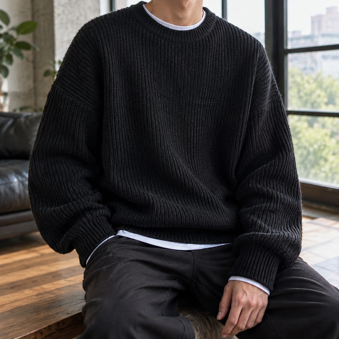 Knox Ribbed Sweater - Black