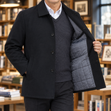Eldric Quilted Jacket - Black (Button, thick Quilted)