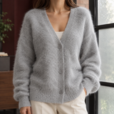 Zelie-Louise V-Neck Cardigan - Gray