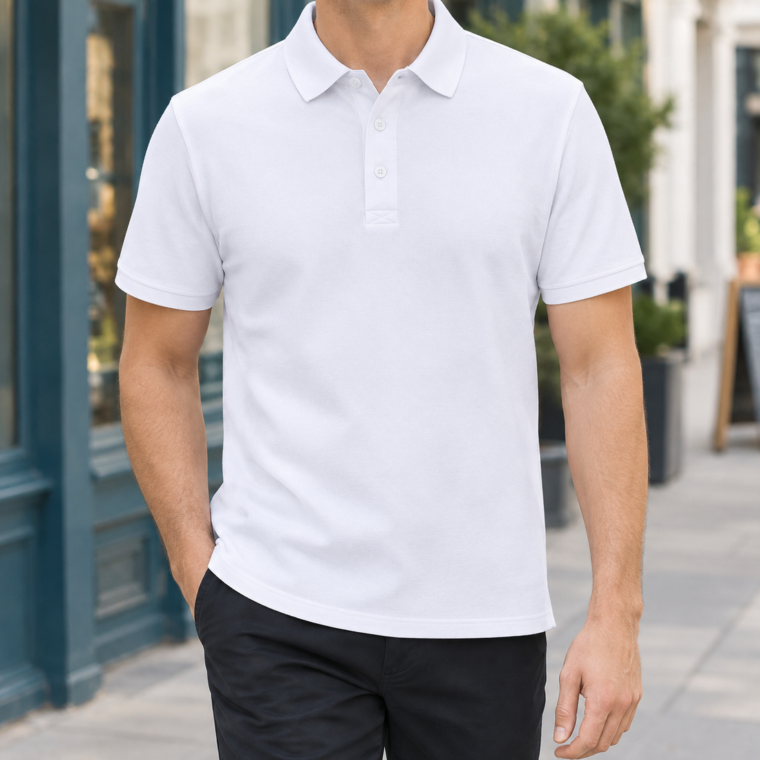 Gregoire Fitted Polo - White