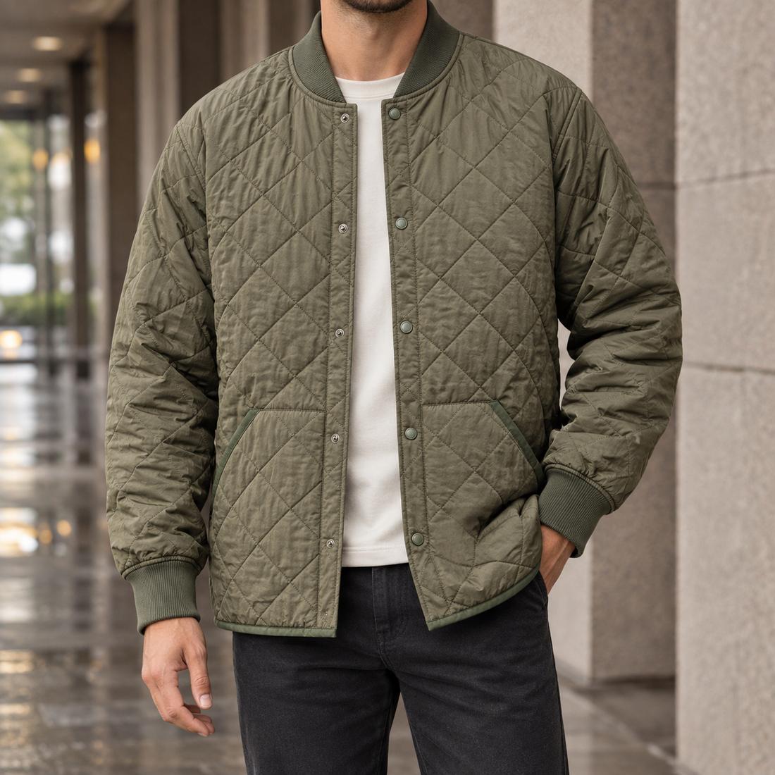 Knox Quilted Jacket - Military Green
