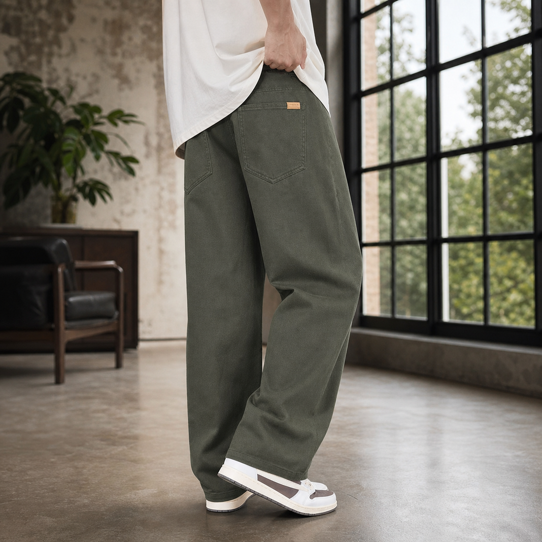 Blake Wide Leg Pants - Military Green