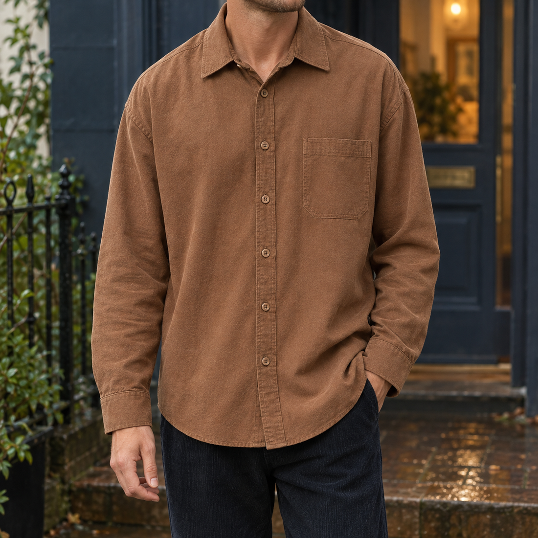 Oliver Pocket Shirt - Caramel Brown