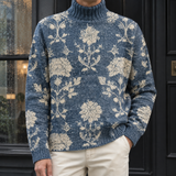 Dorian Turtleneck Sweater - Blue Floral