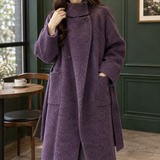 Katrina-Pearl Cashmere Coat - Purple